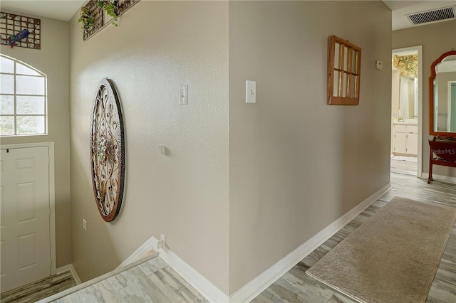 foyer entrance with wood-type flooring