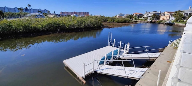 dock area featuring a water view