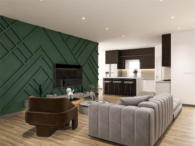 living room featuring light wood-type flooring