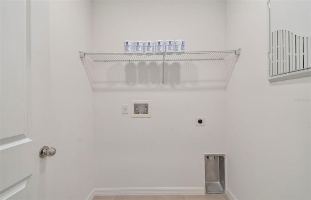 laundry room with washer hookup, electric dryer hookup, and tile patterned floors