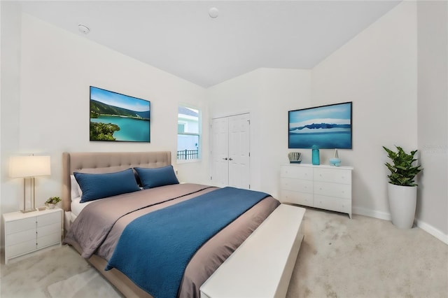 carpeted bedroom featuring a closet