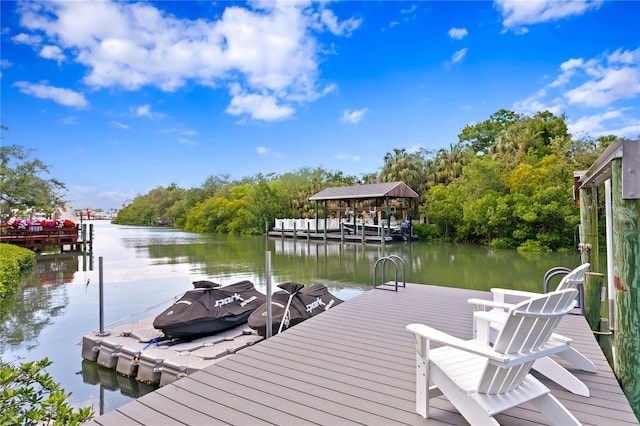 dock area featuring a water view