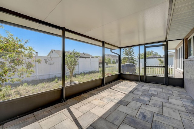 view of unfurnished sunroom