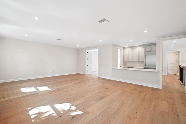 unfurnished living room featuring light hardwood / wood-style floors