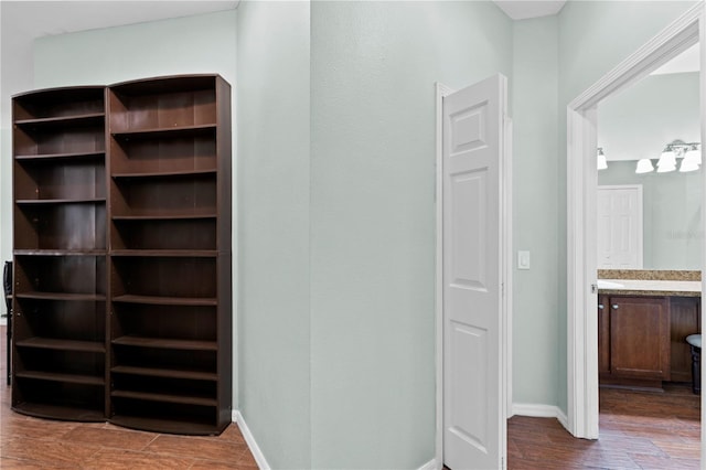 interior space with hardwood / wood-style flooring