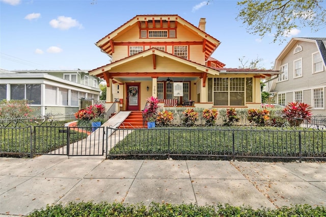 view of front of property featuring a porch