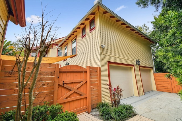 exterior space featuring a garage