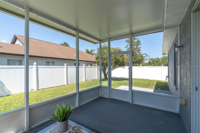 view of unfurnished sunroom