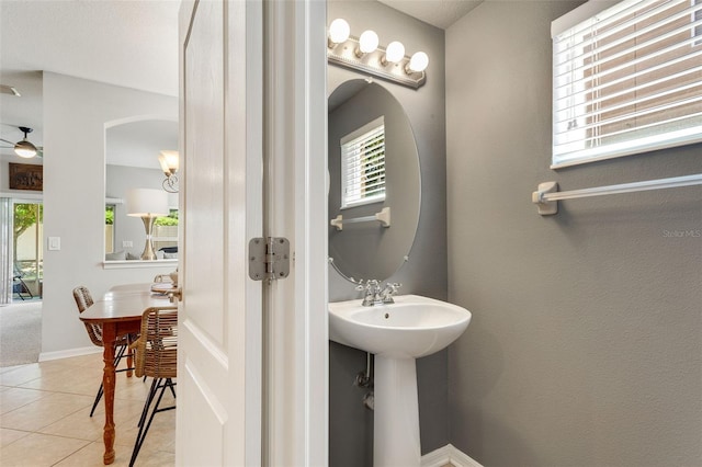 bathroom with sink and tile floors