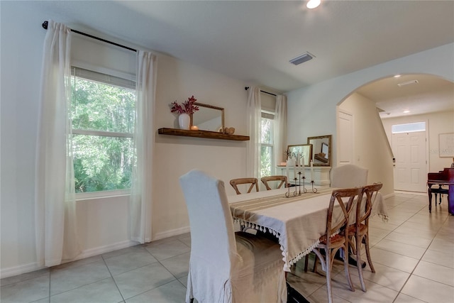 view of tiled dining space