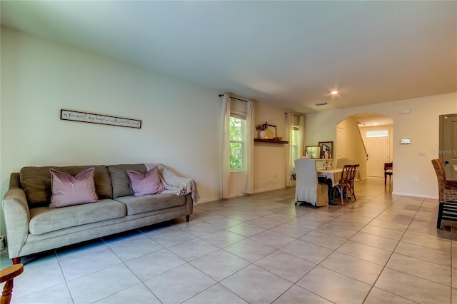 view of tiled living room