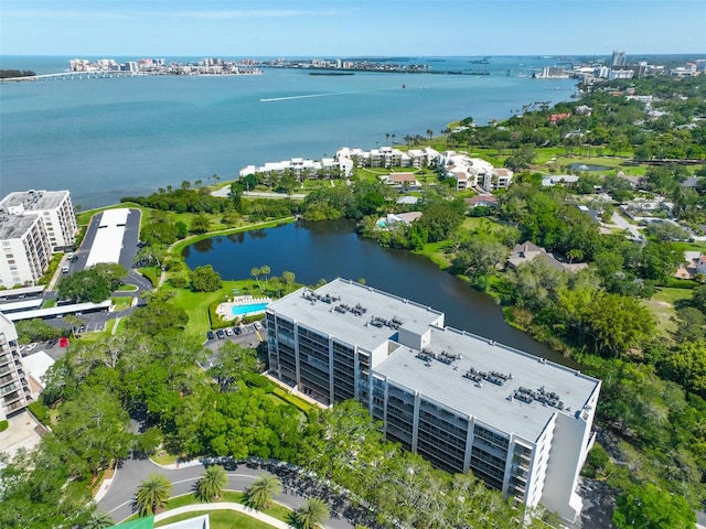 bird's eye view featuring a water view