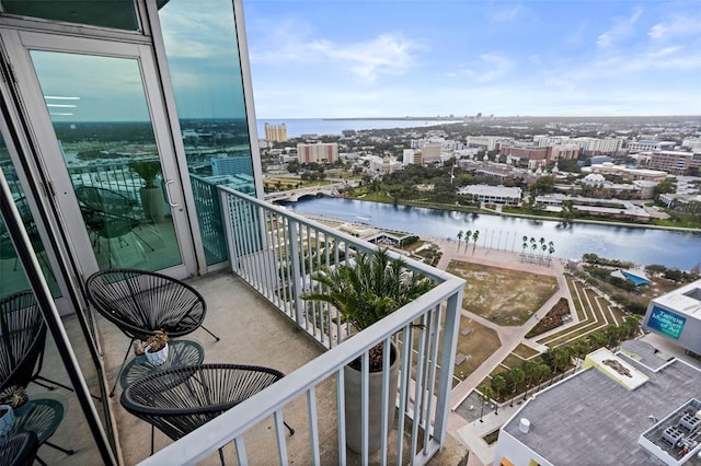 balcony with a water view