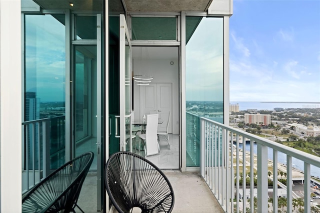 balcony with a water view