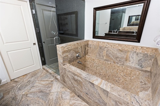 bathroom with plus walk in shower