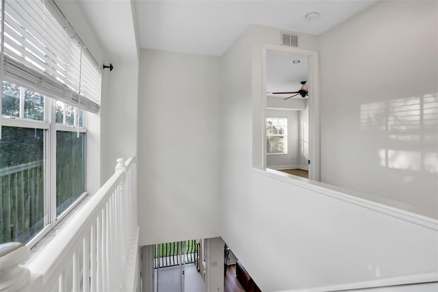 balcony with ceiling fan