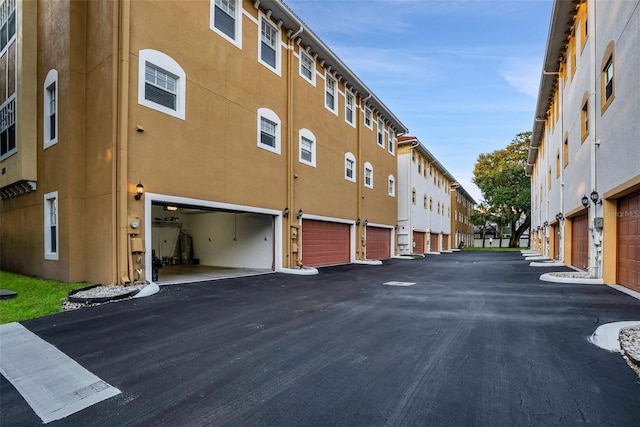 exterior space with a garage