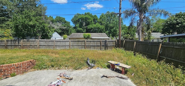 view of yard featuring a fenced backyard