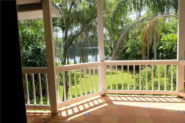 deck with a water view