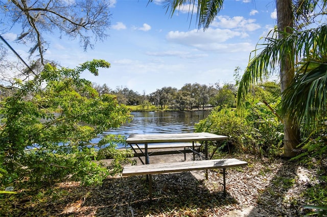 view of property's community with a water view