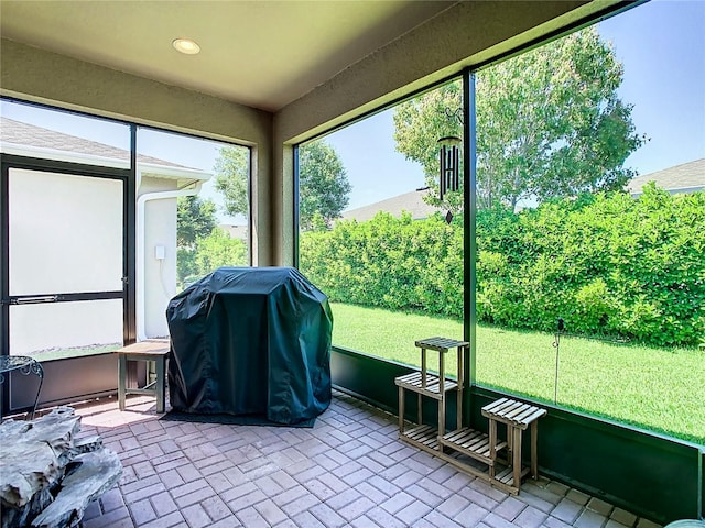 view of unfurnished sunroom