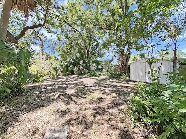 view of yard with an outdoor structure