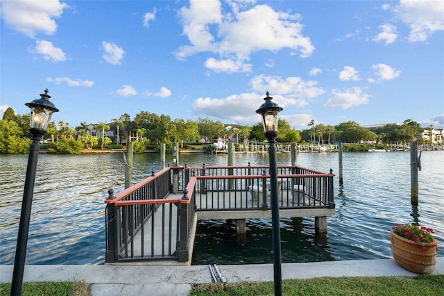 view of dock featuring a water view