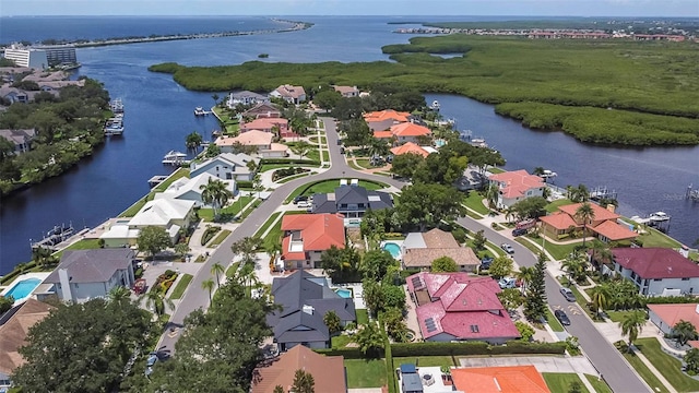 bird's eye view featuring a water view