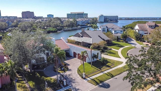 bird's eye view featuring a water view