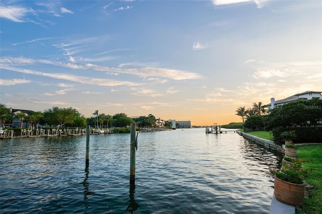 water view with a boat dock