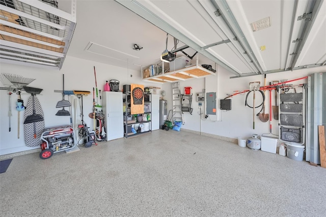 garage with a garage door opener