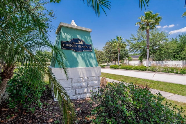 view of community sign