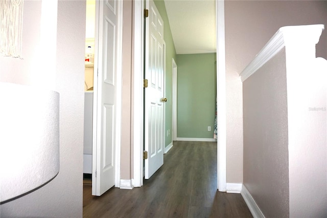 corridor featuring dark hardwood / wood-style floors