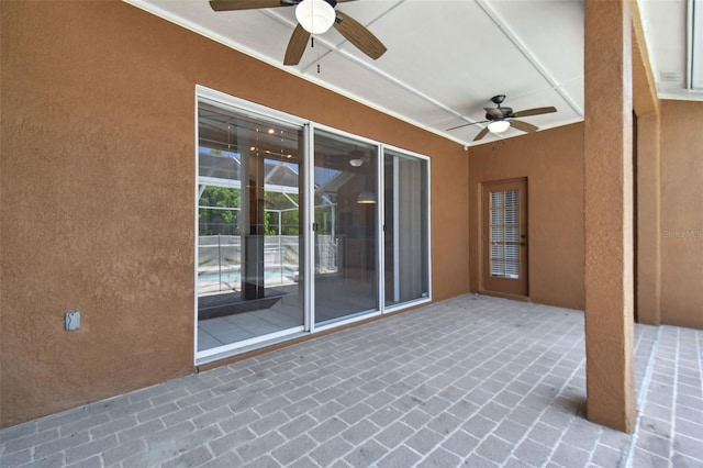 view of patio / terrace with ceiling fan