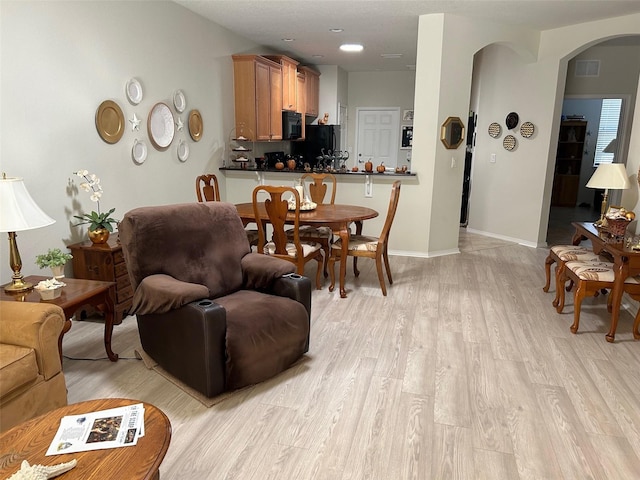 living room with light wood-type flooring