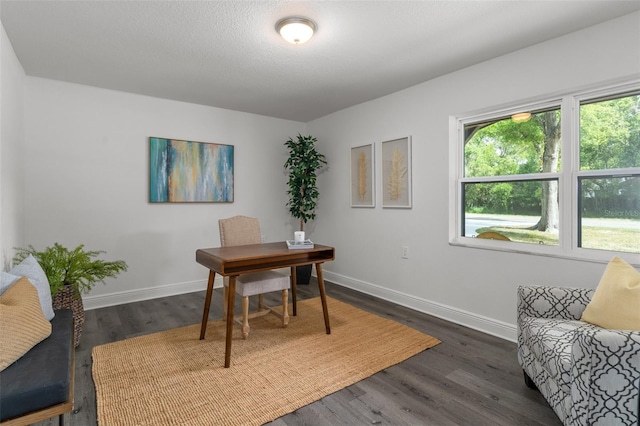 office space with a wealth of natural light and dark hardwood / wood-style floors