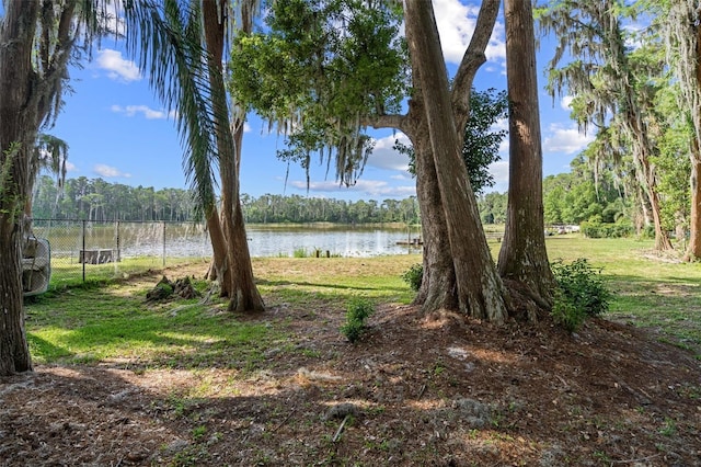 view of yard featuring a water view