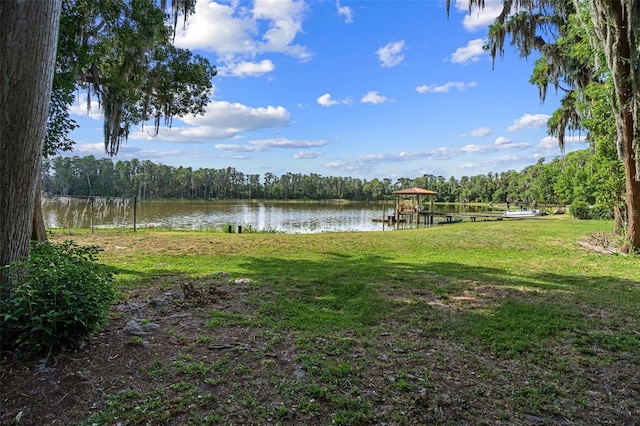 view of yard featuring a water view