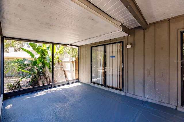 view of unfurnished sunroom