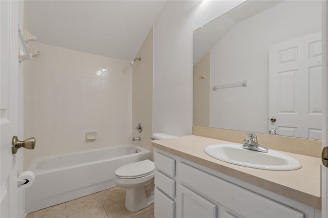 full bathroom featuring vanity, toilet, tile patterned flooring, and shower / bathing tub combination