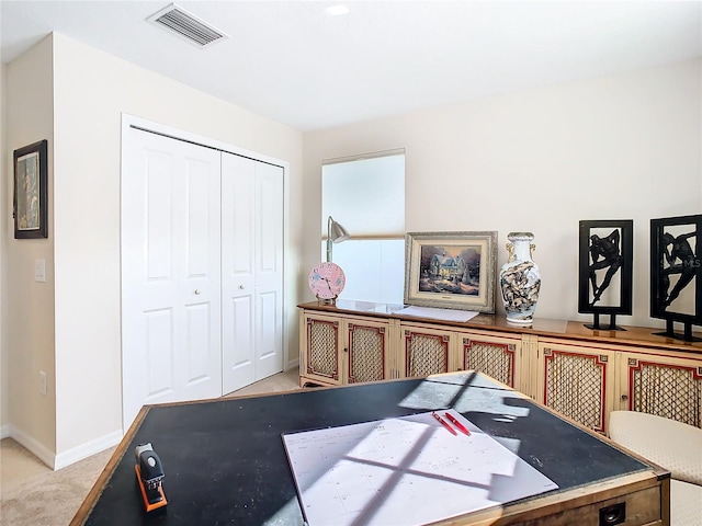 interior space with light colored carpet