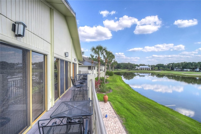 exterior space featuring a water view