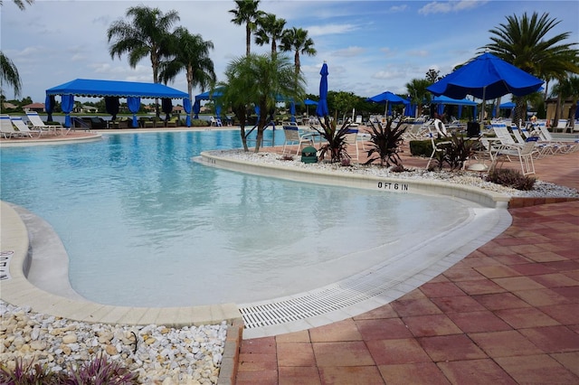 view of pool featuring a patio area