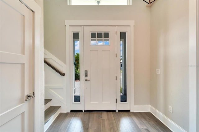 entrance foyer with dark wood-type flooring