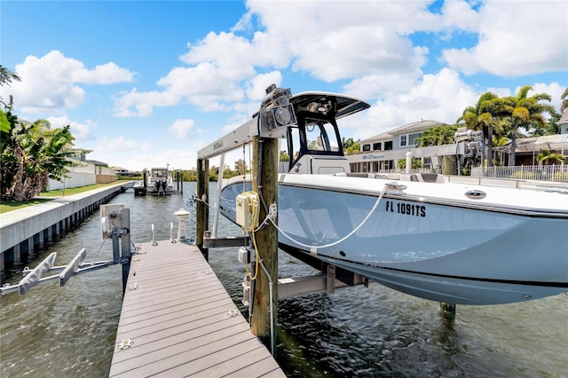 view of dock featuring a water view