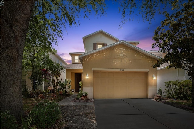 view of front of house with a garage