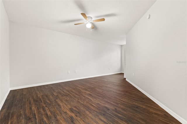 unfurnished room featuring wood-type flooring and ceiling fan