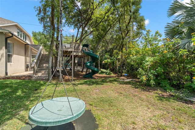 view of yard with a playground