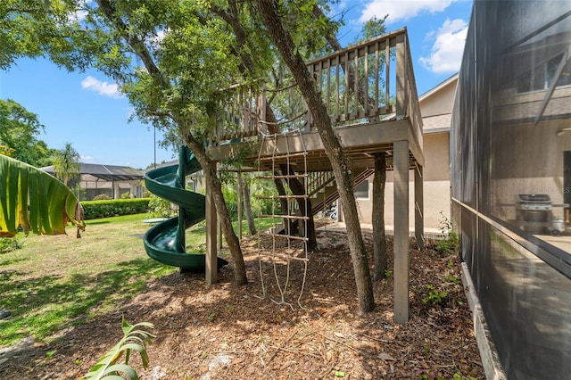 view of play area with a lawn