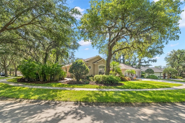 view of front of property featuring a front lawn